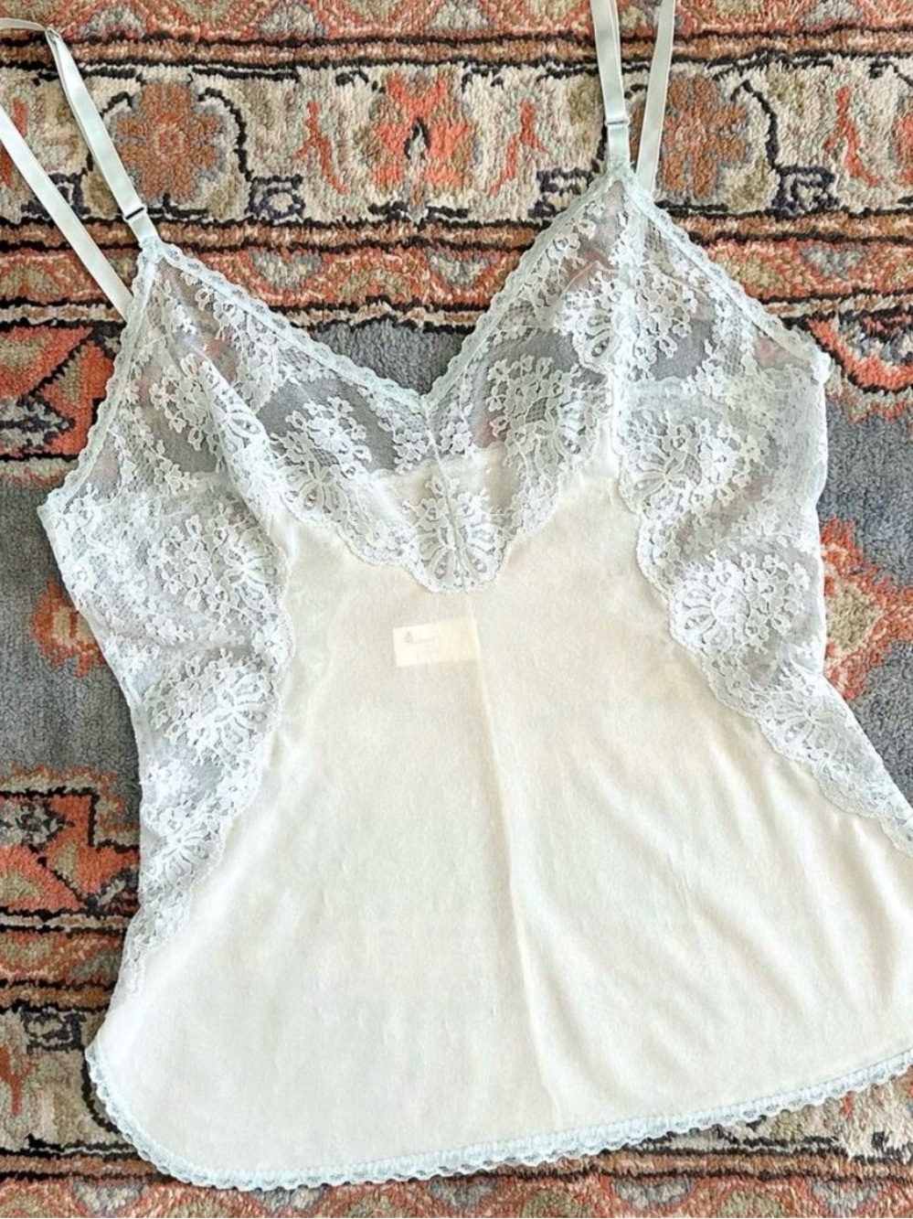 Formfit Vintage Delicate Sheer Lace Nylon V-Neck Lingerie Camisole